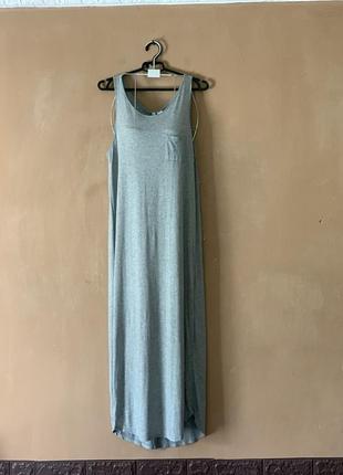 Сукня плаття максі сірого кольору котон натуральна тканина розмір s m1 фото