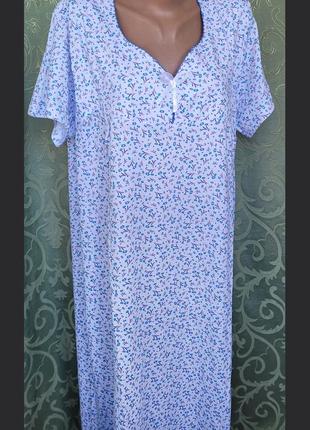 Женская ночная сорочка, рубашка ночная, трикотажная ночнушка. хлопок. 58 р.2 фото