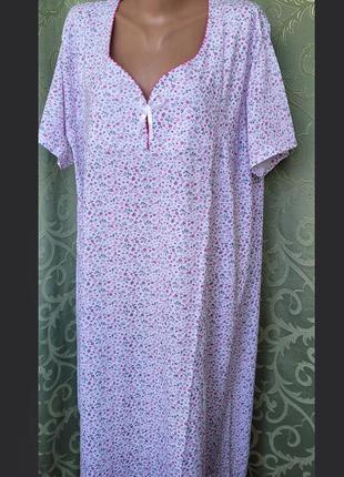 Женская ночная сорочка, рубашка ночная, трикотажная ночнушка. хлопок. 62 р.2 фото