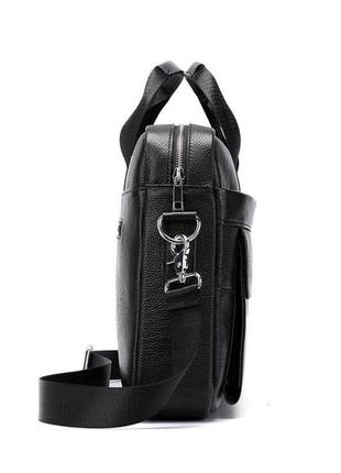 Кожаная черная мужская сумка-портфель для документов мк398486 фото