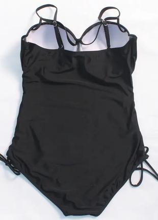 Женский купальник на пляж, цельный чёрный купальник, сплошной купальник с утяжкой с высокими трусиками4 фото