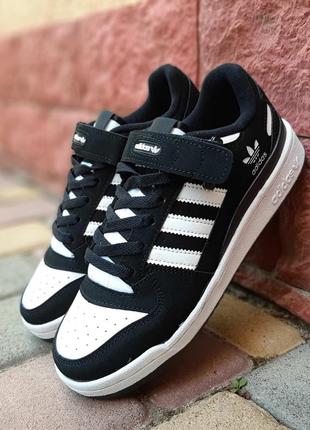 Adidas forum 84 low  чорні з білим кросівки кеди жіночі шкіряні шкіра весняні осінні демісезонні демісезон топ якість адідас форум