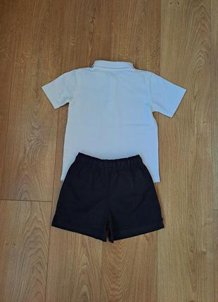 Летний набор для мальчика/чёрные шорты/белая тенниска/белое поло6 фото