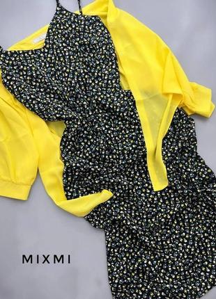 Жіноча літня повсякденна сукня з сорочкою квітковий принт7 фото