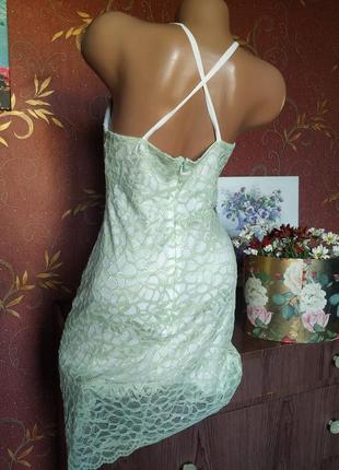 Зелена мереживна асиметрична сукня від topshop8 фото