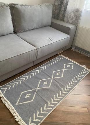 Бавовняний килим у сучасному стилі, безворсовий та двосторонній, розмір 80x1502 фото
