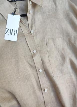 Стильная льняная рубашка оверсайз zara 🔥🔥🔥8 фото