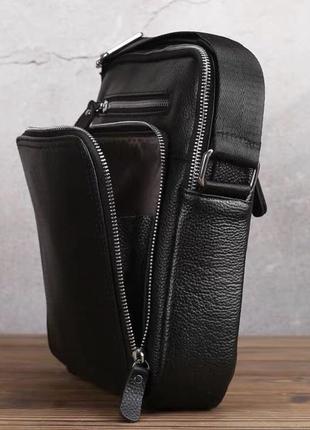 Кожаная мужская черная сумка tiding bag dl9256-45 фото