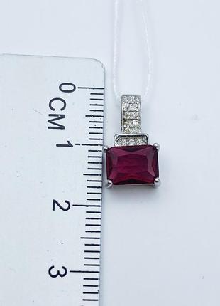 Кулон серебряный с рубином альпинитом и кубическим цирконием 1,28 г4 фото