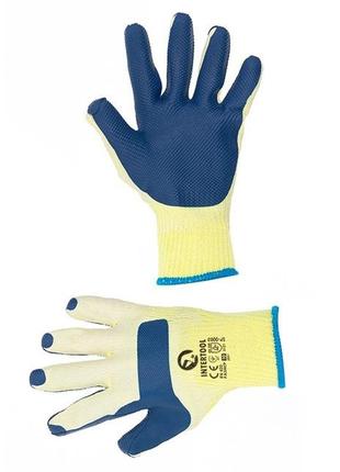 Перчатки intertool - стекольщика латексная 10" (синяя) 6 шт.