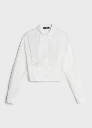 Рубашка белая корсетная с косточками укороченная короткая4 фото