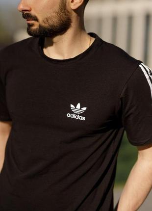 Мужской летний костюм adidas футболка + шорты черный комплект на лето адидас (b)7 фото