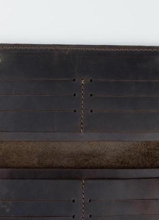 Чоловіче портмоне із натуральної шкіри crazy horse тиснення крокодил sh006 (темно-коричневе)6 фото