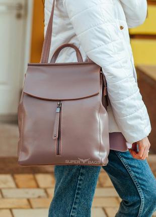 Рюкзак-сумка пудровый женский из натуральной кожи от olivia leather nwbp - 412917 фото