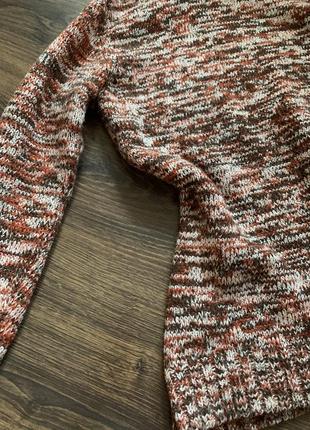 Разноцветный кирпичный свитер с горловиной коричневый вязаный размер xs s m4 фото