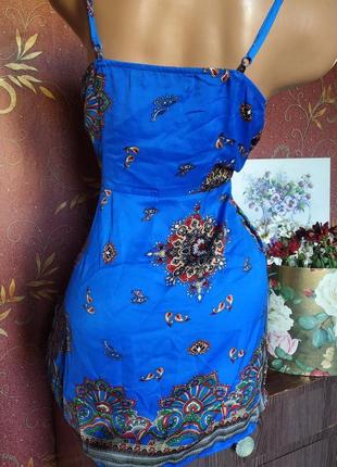 Синее короткое асимметричное платье с принтом от missguided9 фото