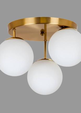 Бронзова стельова люстра з кулями на 3 лампи (56-hpr150f-3 brz+wh 300)