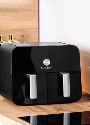 Аерогриль-фритюрниця sokany sk-10008 на 10 літрів, два відділення 2400 вт чорна