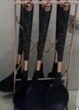 Набір кухонного приладдя на підставці 6 штук кухонні аксесуари мармур yrur6