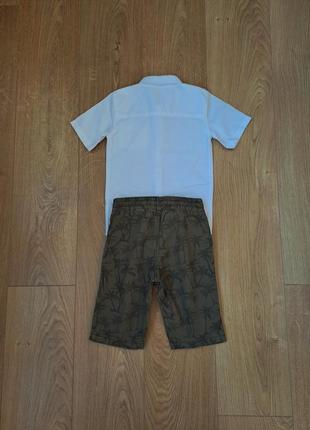 Летний набор для мальчика/белая рубашка с коротким рукавом/шорты для мальчика2 фото
