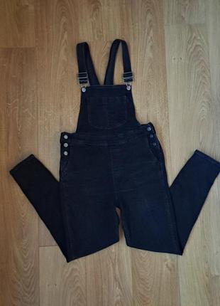 Черный джинсовый комбинезон со штанами/женский комбинезон1 фото