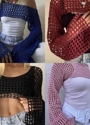 Стильний вʼязаний топ сітка, кофта сітка, pinterest handmade