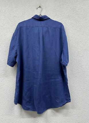 Рубашка короткий рукав лен ralph lauren polo xxl 2xl мужская4 фото