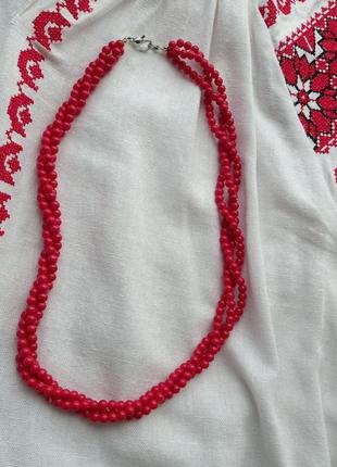 Красное ожерелье к вышиванке2 фото