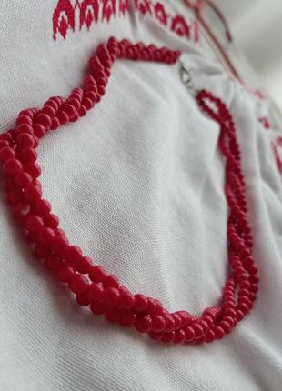 Красное ожерелье к вышиванке7 фото