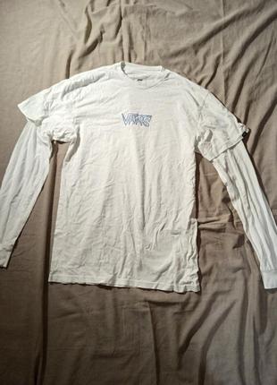 Vans white long sleeve sketch blue logo1 фото