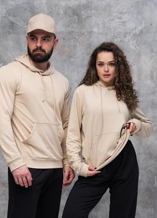 Базовый демисезонный худи бежевого цвета