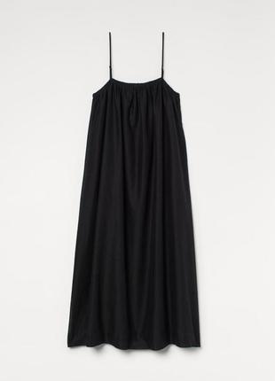 Нова.сукня з льону бавовни h&m voluminous linen blend dress solid black зі свіжих колекцій  size m5 фото