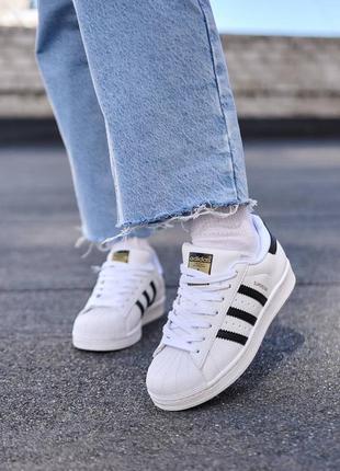 Кроссовки adidas superstar white black7 фото