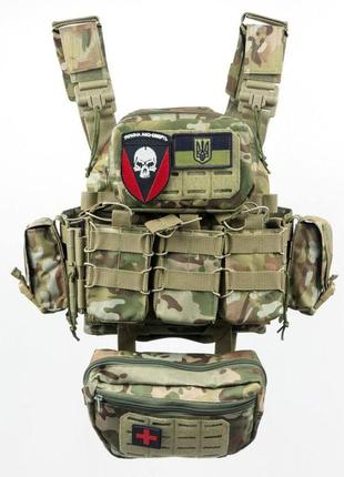 Плитоноска швидкого скидання з боковими карманами cordura 1000d з irr + напашник та 6 підсумків мультикам