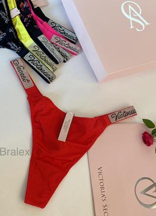 Трусики стринги victoria’s secret красные с камушками