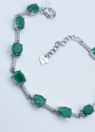 Браслет серебряный с изумрудом 16,5+3 см 8,18 г