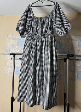 Котонова сукня максі з об'ємними рукавами