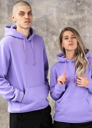 Парные худи на флисе, лавандового цвета