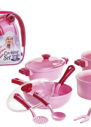 Набір посуду "cooking set" 9предметів рожевий 1726 юніка