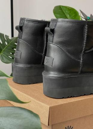 Жіночі угги ugg mini platform black leather