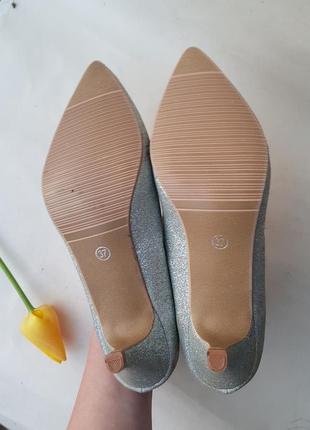 Серебристые серебряные туфельки в мелких блестках woww6 фото