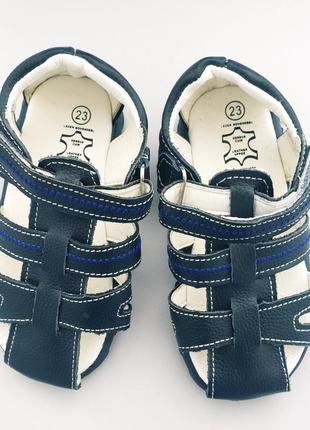 Кожаные детские летние сандали босоножки мальчику 23 р 14.5 см новые2 фото