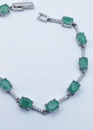Браслет серебряный с изумрудом 18,5 см 9,32 г