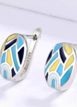 Серьги серебро оригинальные яркие цвета silver ♥️