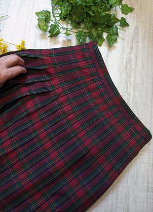 Длинная юбка country casual в клетку, юбка в складки, с шерстью, юбка меди