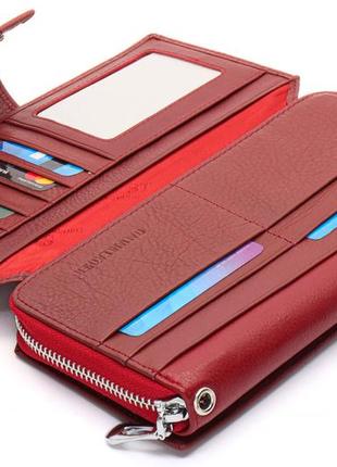 Бордовый женский кошелек из натуральной кожи с блоками для карт st leather st2286 фото