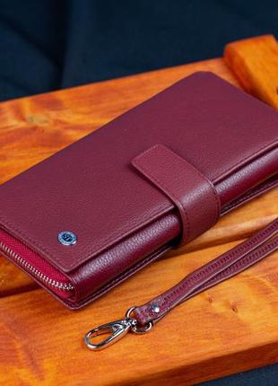 Бордовый женский кошелек из натуральной кожи с блоками для карт st leather st22810 фото