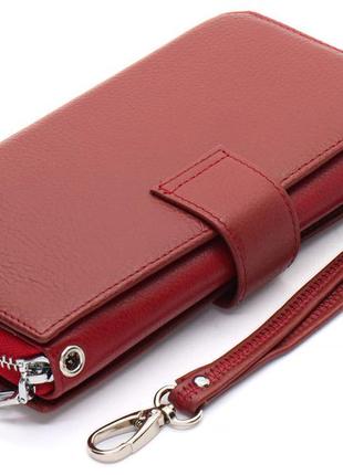 Бордовый женский кошелек из натуральной кожи с блоками для карт st leather st2284 фото