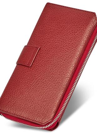 Бордовый женский кошелек из натуральной кожи с блоками для карт st leather st2282 фото