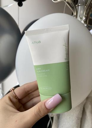 Anua airy sun cream – легкий успокаивающий солнцезащитный крем spf50+ pa++++